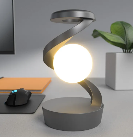 3D Rotating Moon Desk Lamp with Built-In Qi Wireless Fast Charger