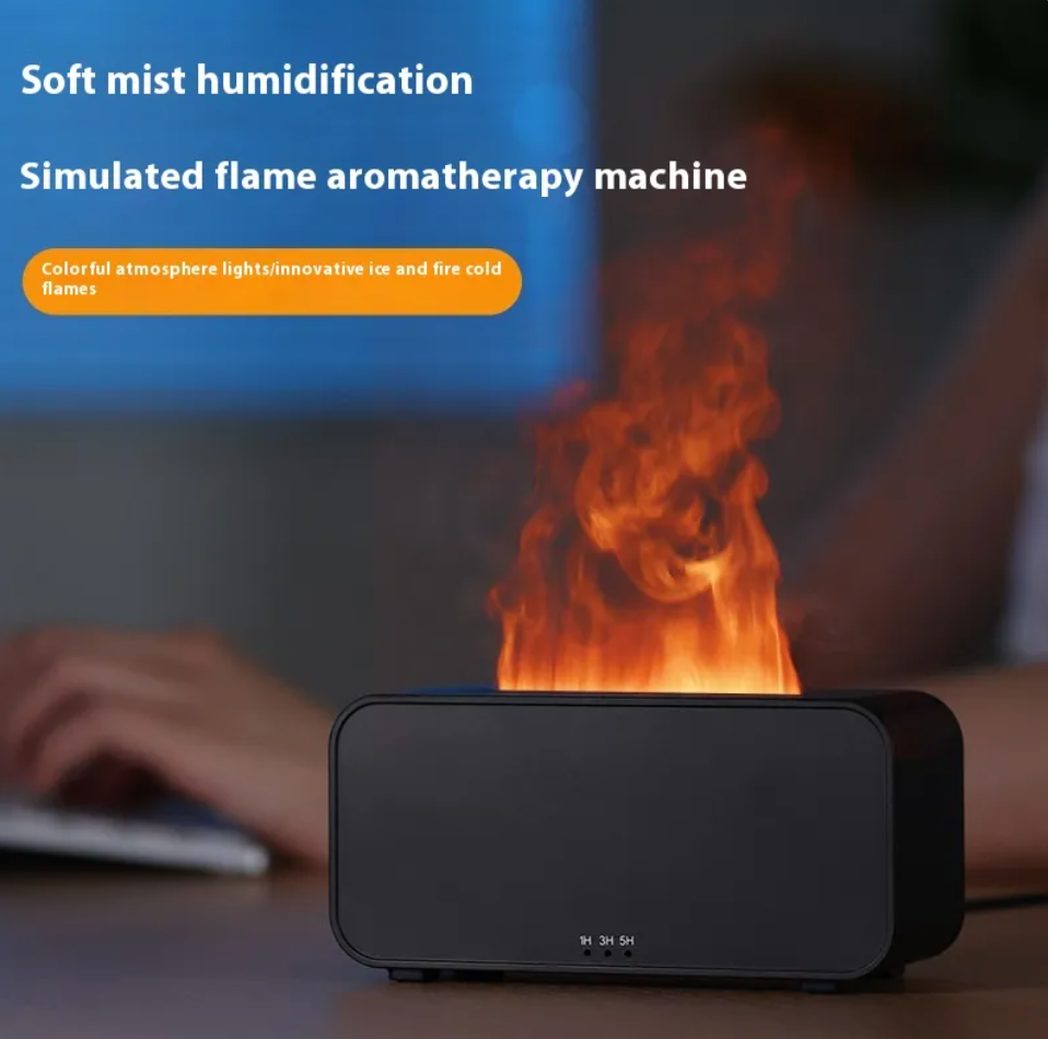 Flame Air Humidifier - Ultrasonic Cool Mist Aroma Diffuser with Colorful Lights