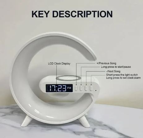 Modern G-Shape RGB Light with Bluetooth Speaker & Clock