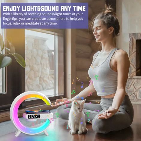 Modern G-Shape RGB Light with Bluetooth Speaker & Clock