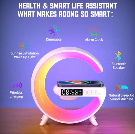 Modern G-Shape RGB Light with Bluetooth Speaker & Clock