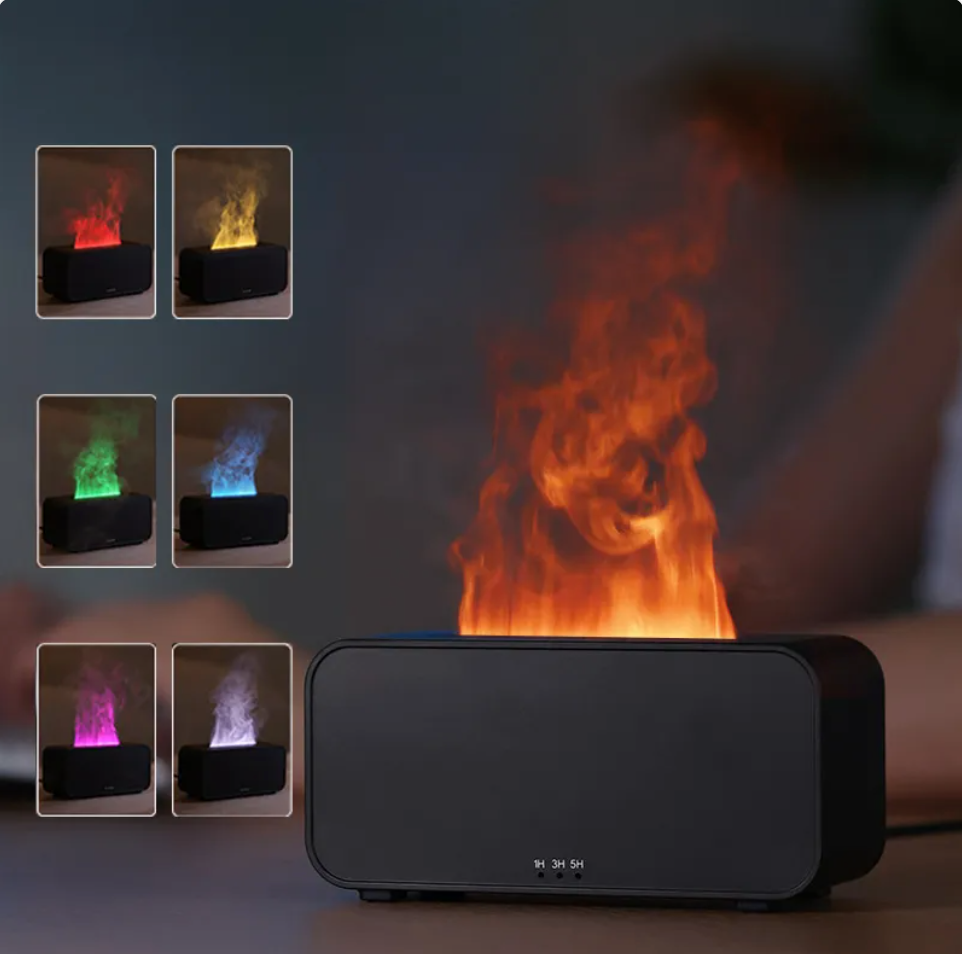 Flame Air Humidifier - Ultrasonic Cool Mist Aroma Diffuser with Colorful Lights