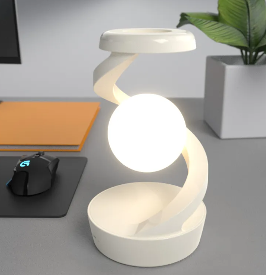 3D Rotating Moon Desk Lamp with Built-In Qi Wireless Fast Charger