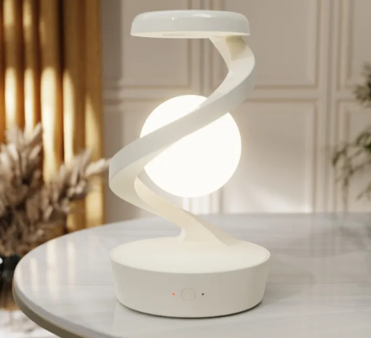 3D Rotating Moon Desk Lamp with Built-In Qi Wireless Fast Charger