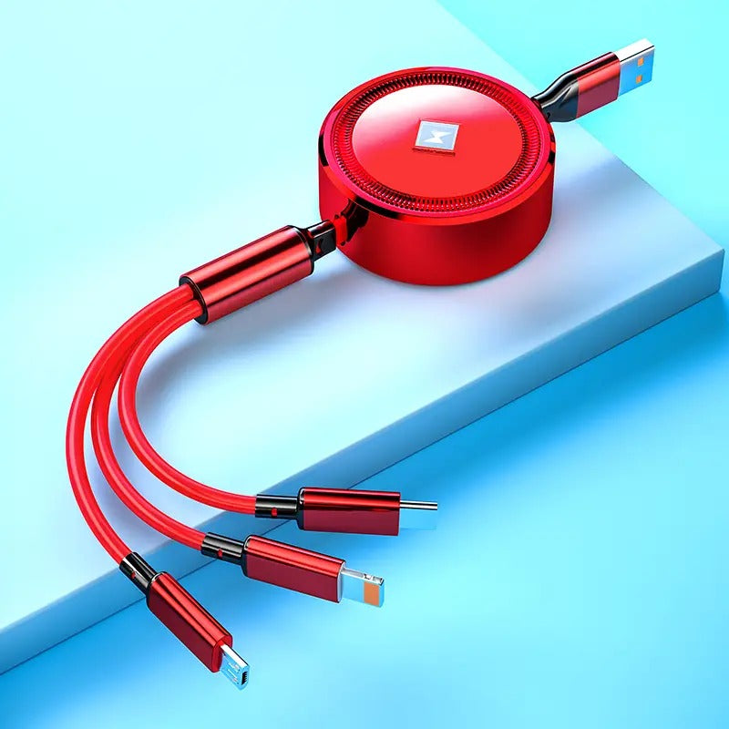 3-in-1 Retractable Fast Charging Cable 120W — Never Carry 3 Cables Again